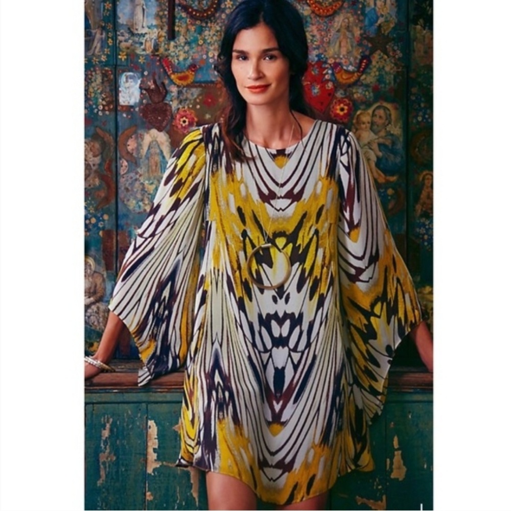 Anthropologie Sarita Butterfly Silk Dress
